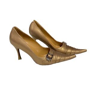 Bakers Gold Leather Josie Pointed Toe Heel Size 7